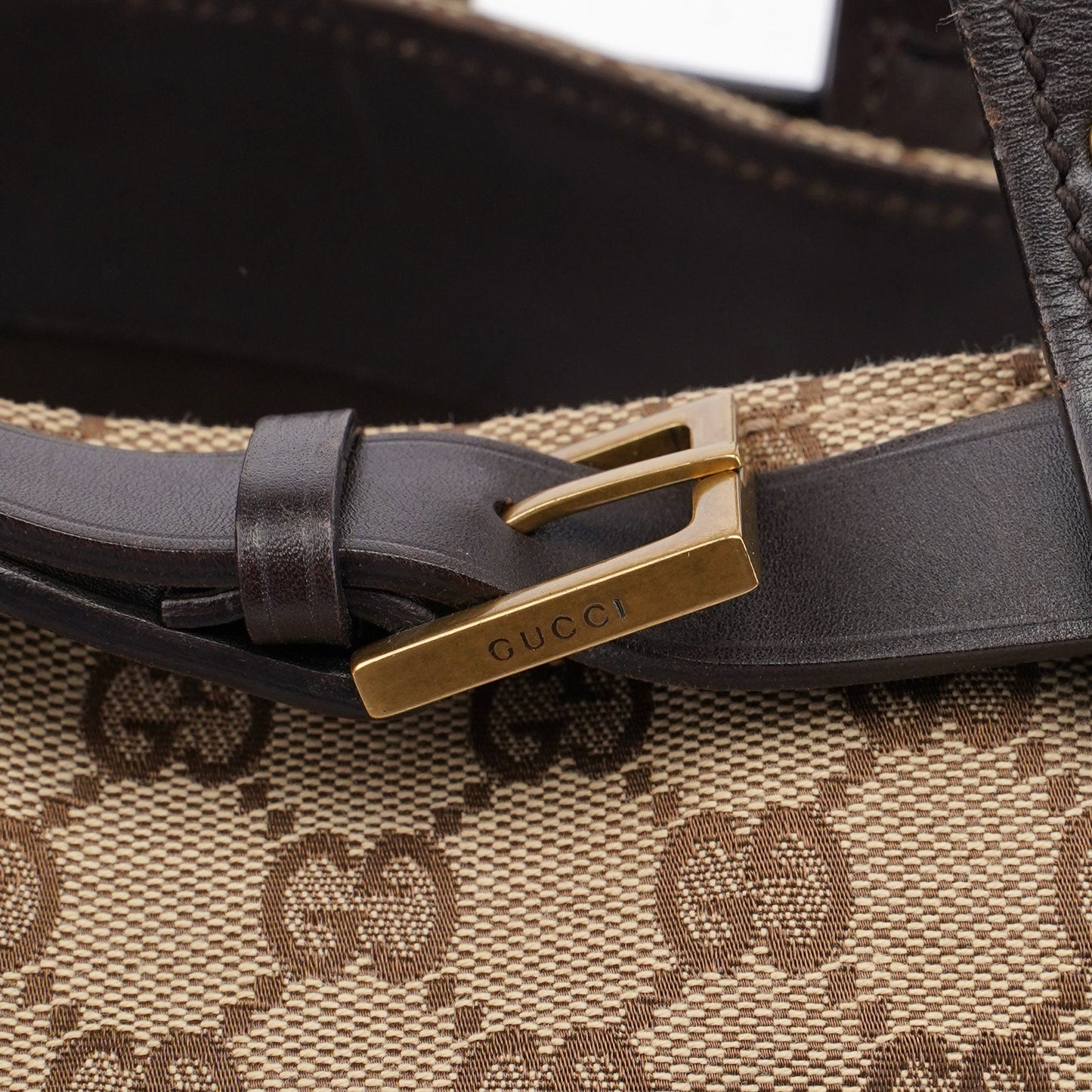 Beige Leather GG Large Tote