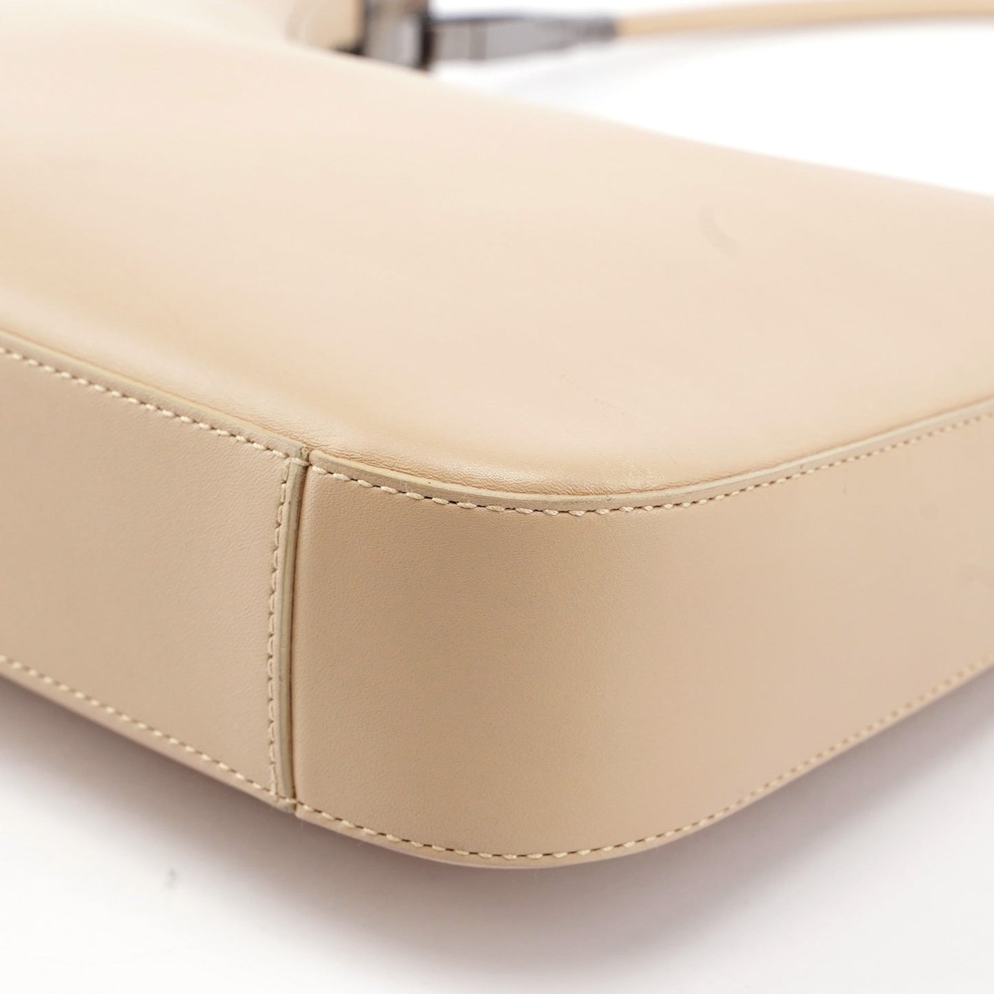 Beige Leather Hobo Shoulder Bag