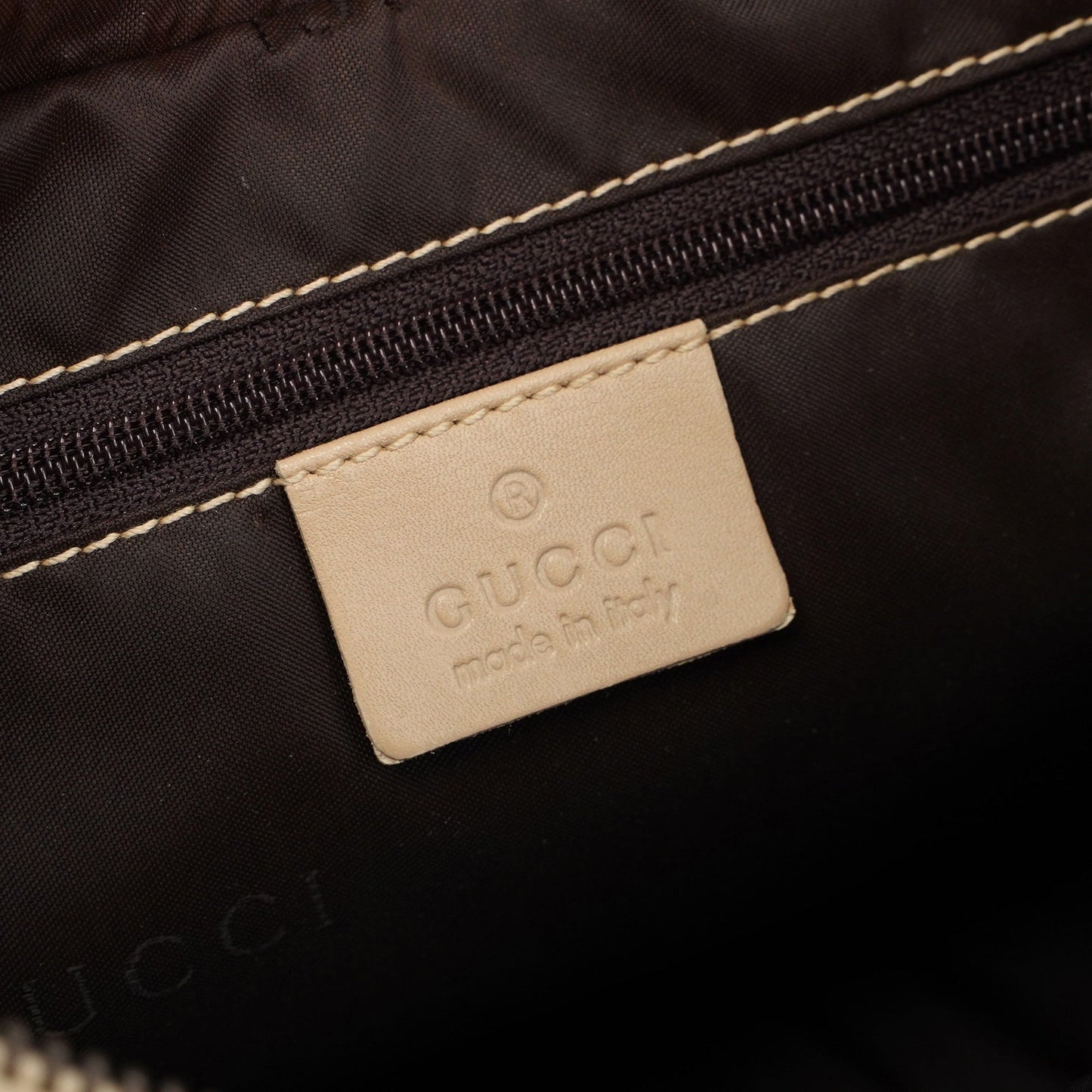 Beige Leather Hobo Shoulder Bag