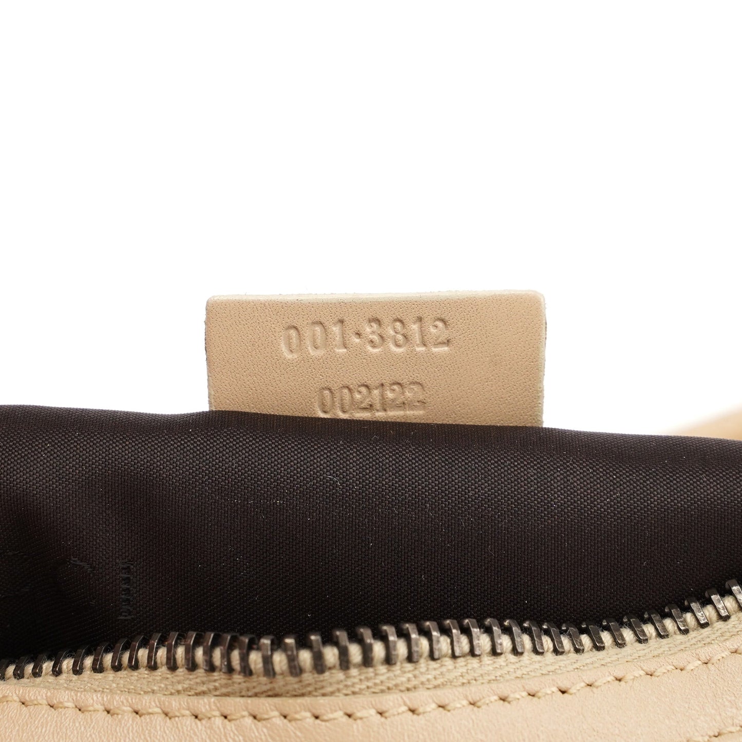 Beige Leather Hobo Shoulder Bag