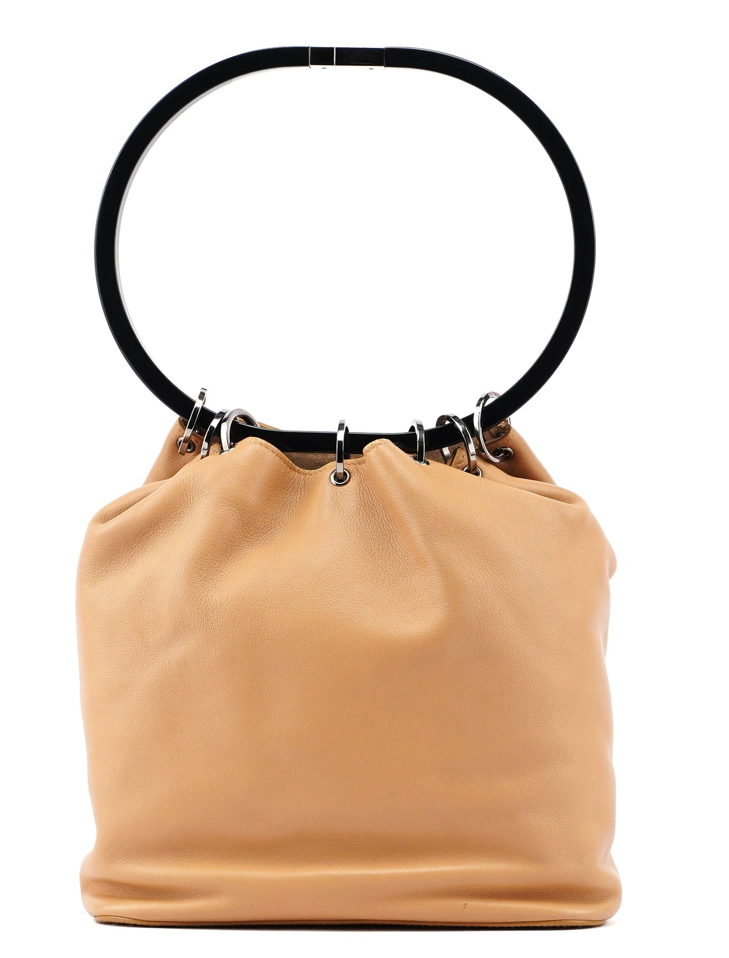 Beige Leather Ring Bag