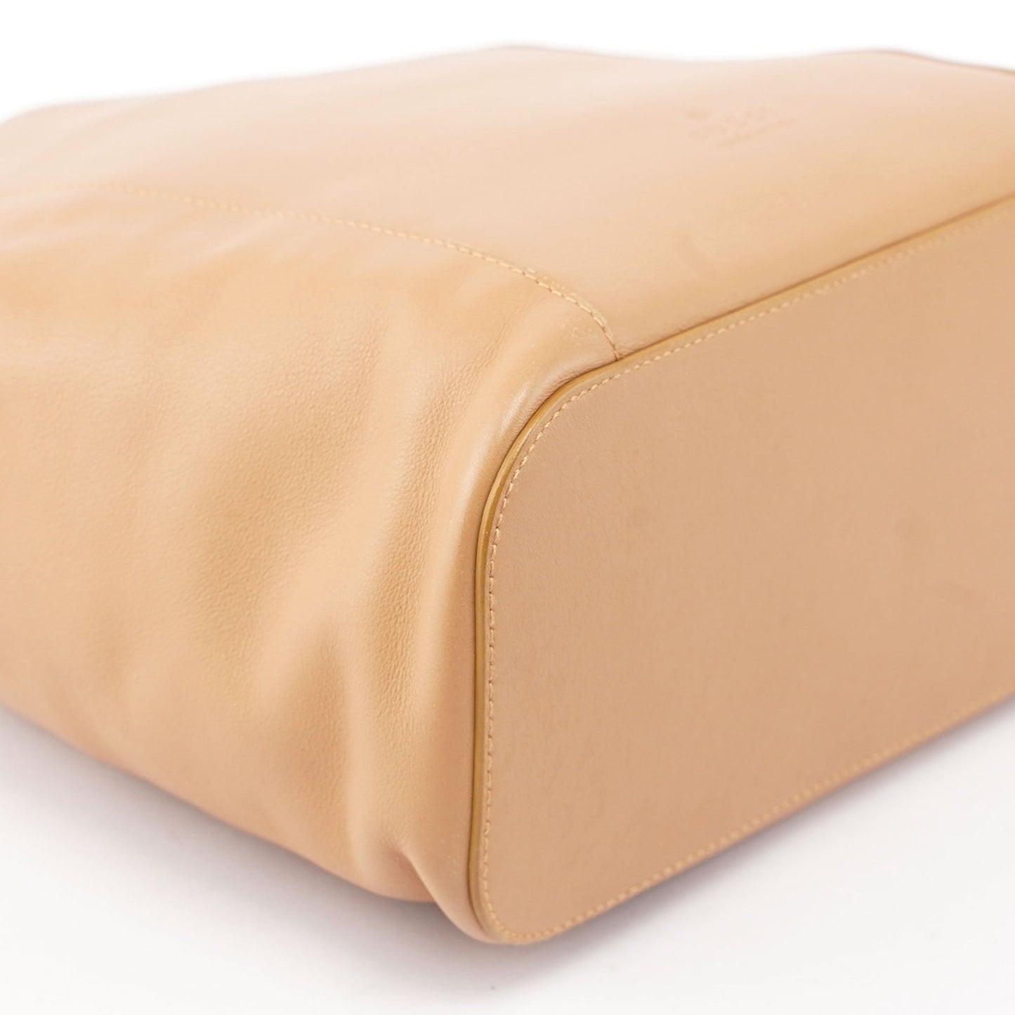 Beige Leather Ring Bag