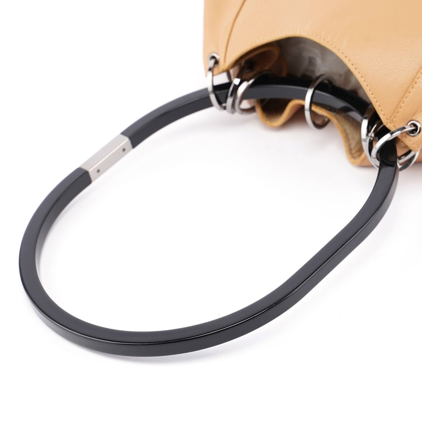 Beige Leather Ring Bag