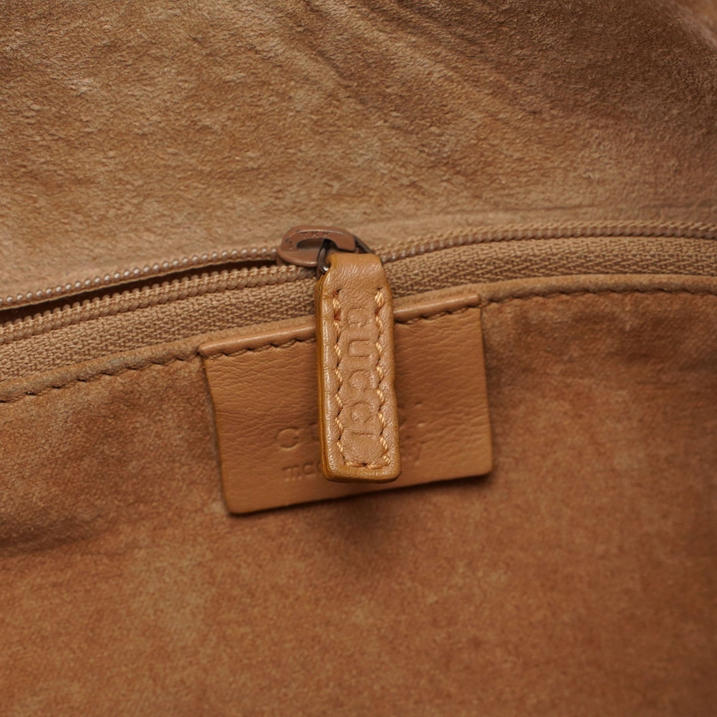 Beige Leather Ring Bag
