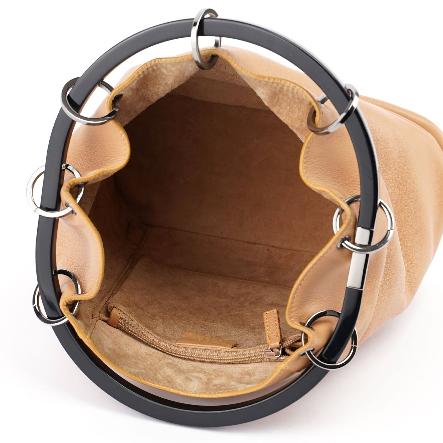 Beige Leather Ring Bag