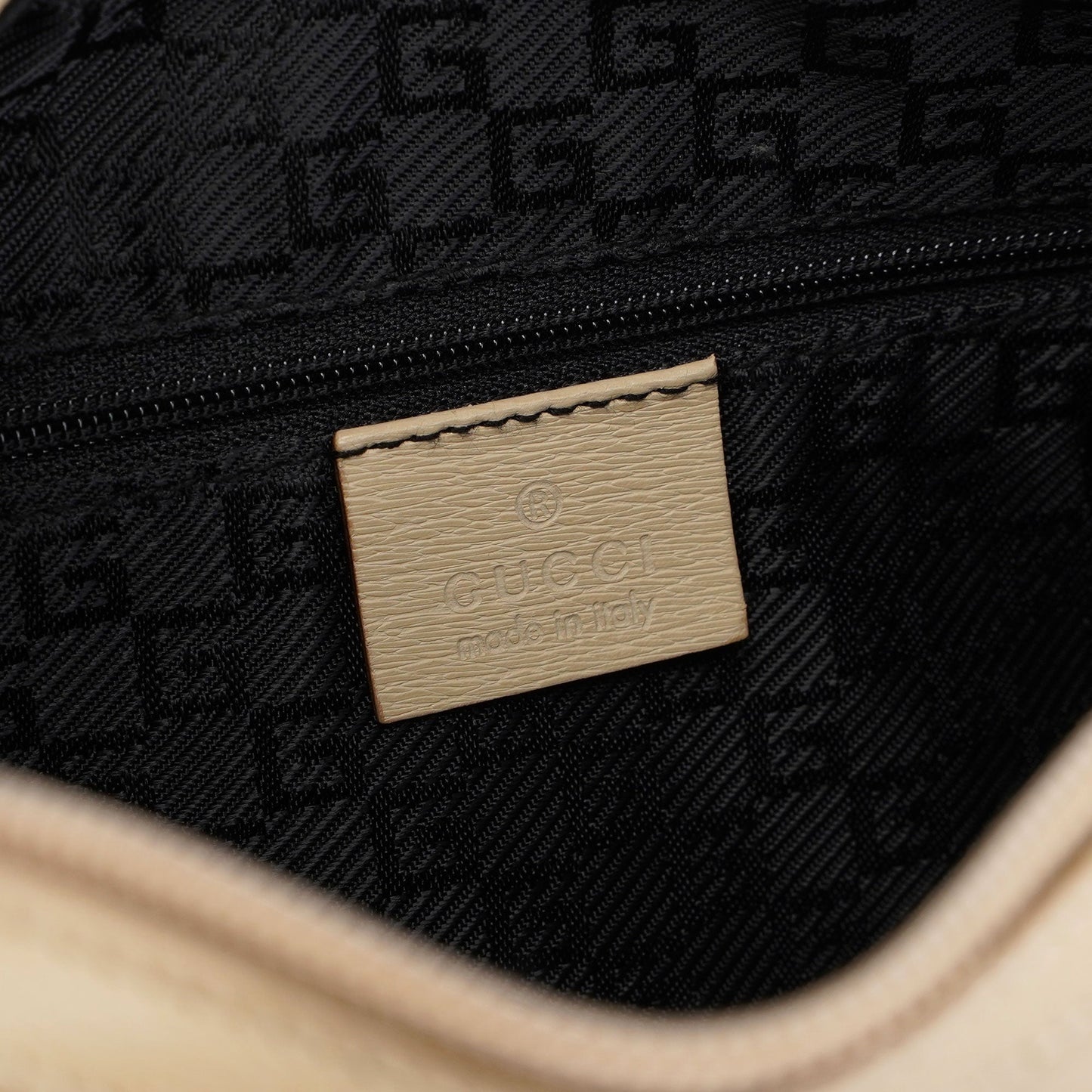 Beige Leather Shoulder Bag