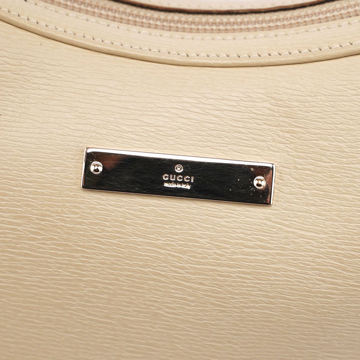 Beige Leather Shoulder Bag