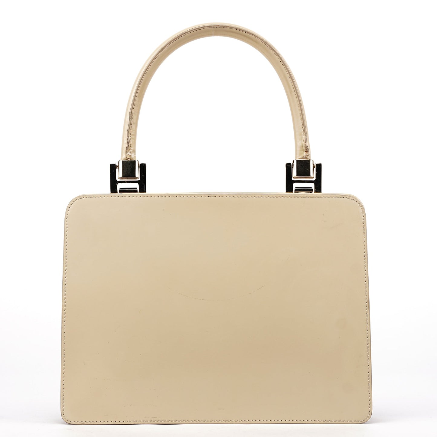 Beige Patent Leather Clutch Handbag
