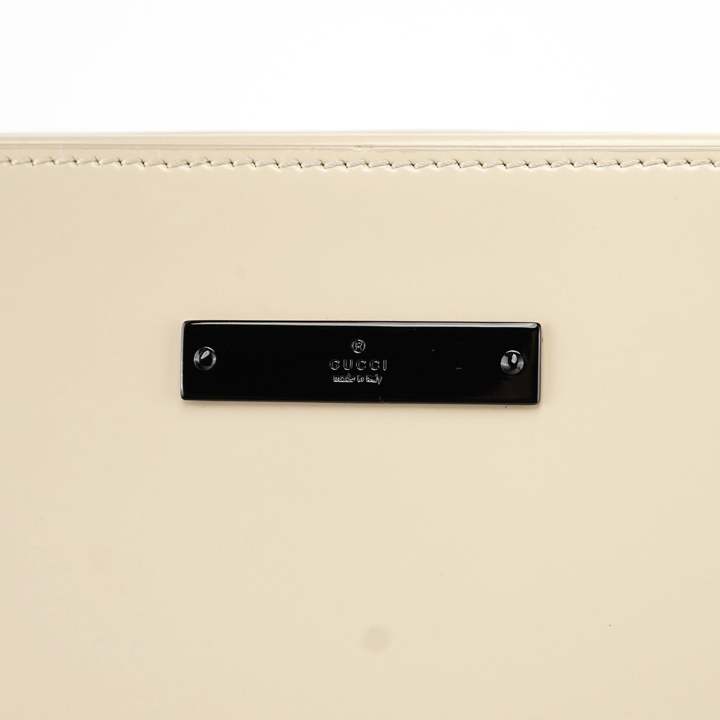 Beige Patent Leather Clutch Handbag