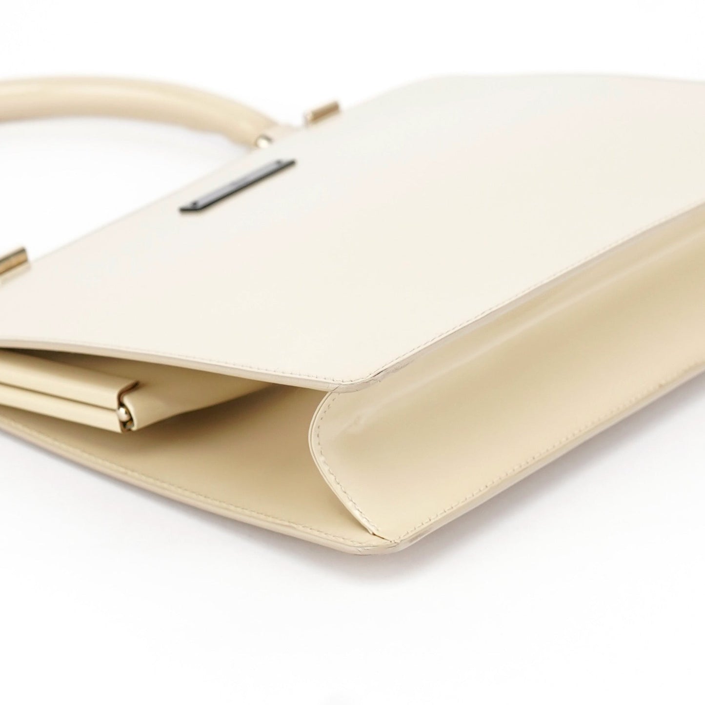 Beige Patent Leather Clutch Handbag