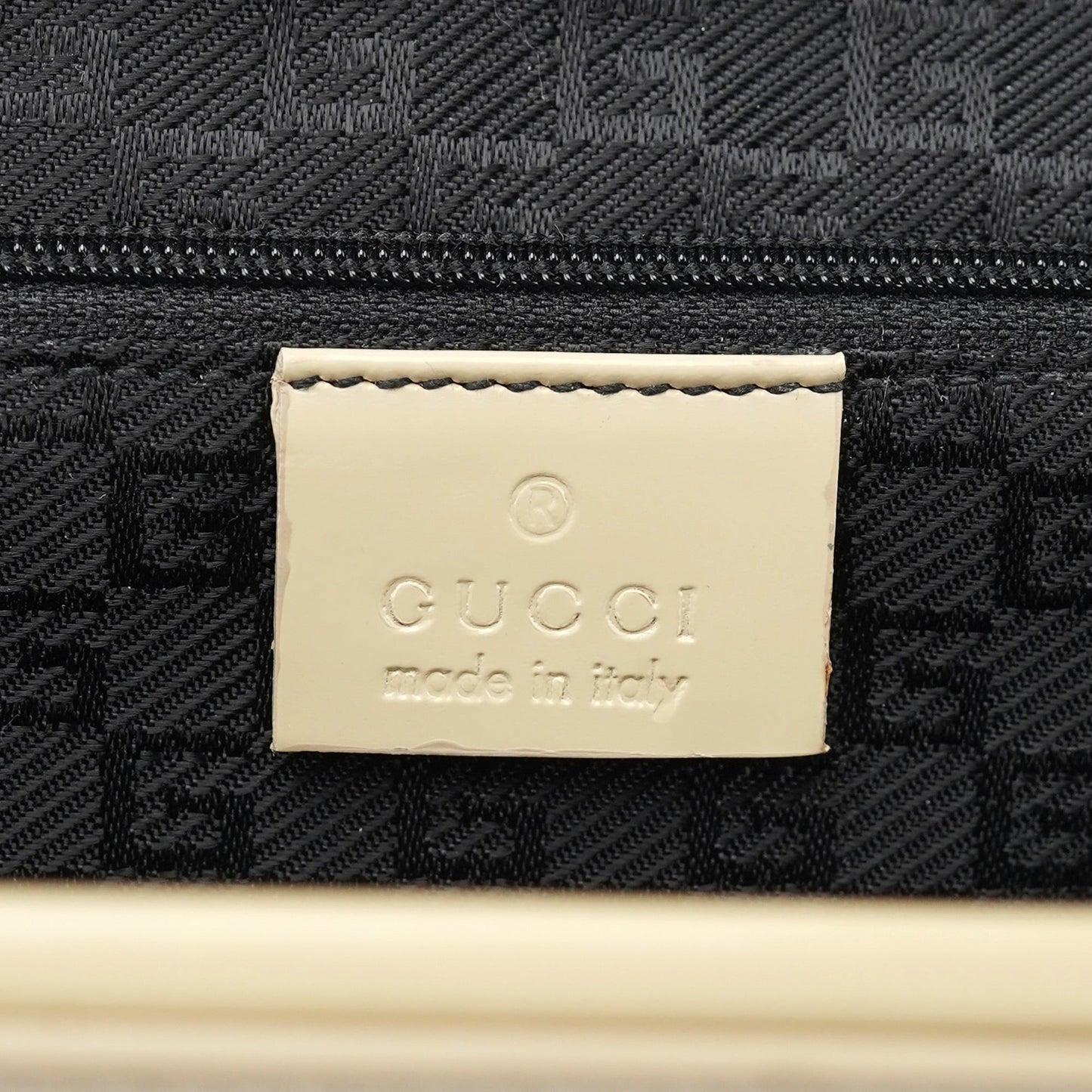 Beige Patent Leather Clutch Handbag