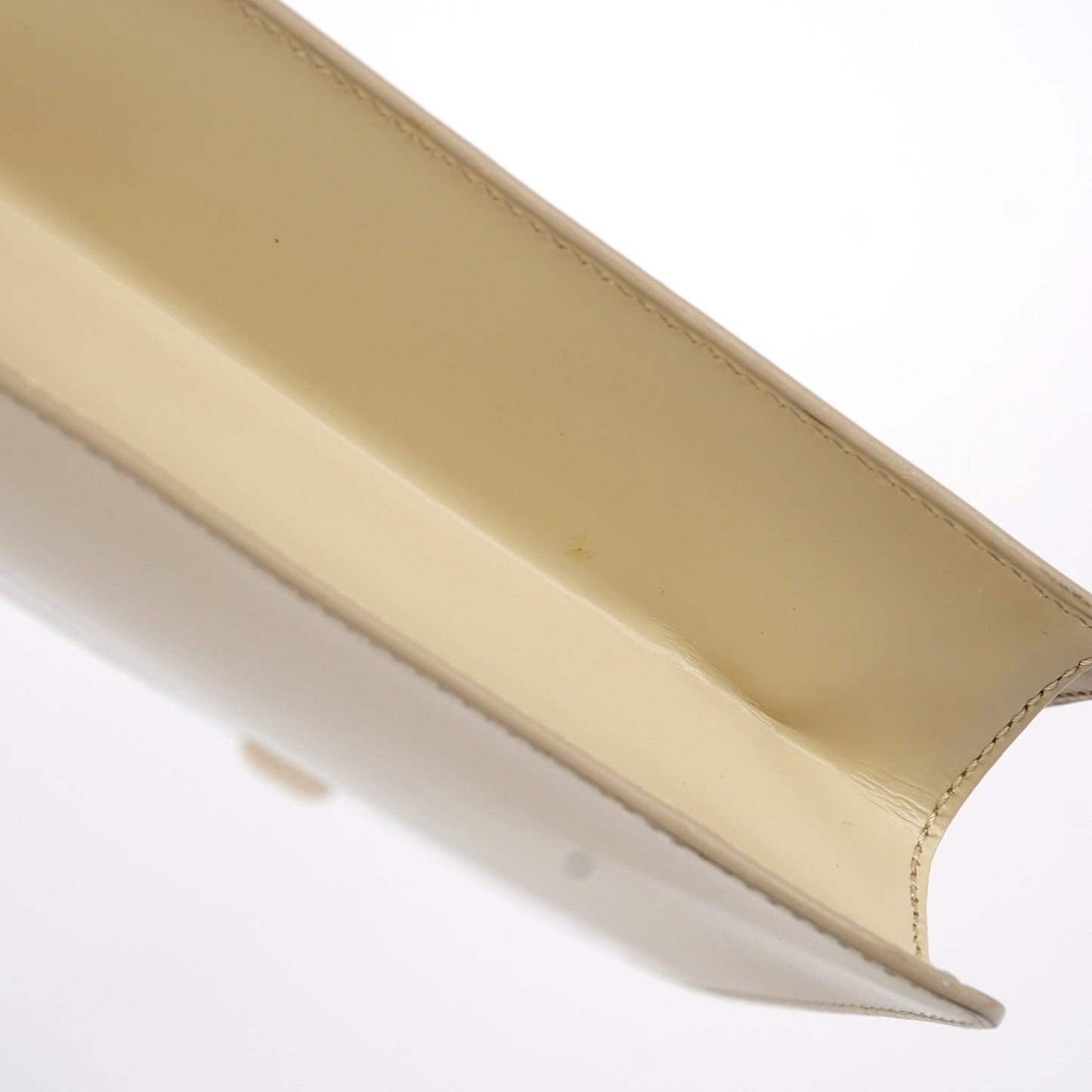 Beige Patent Leather Clutch Handbag