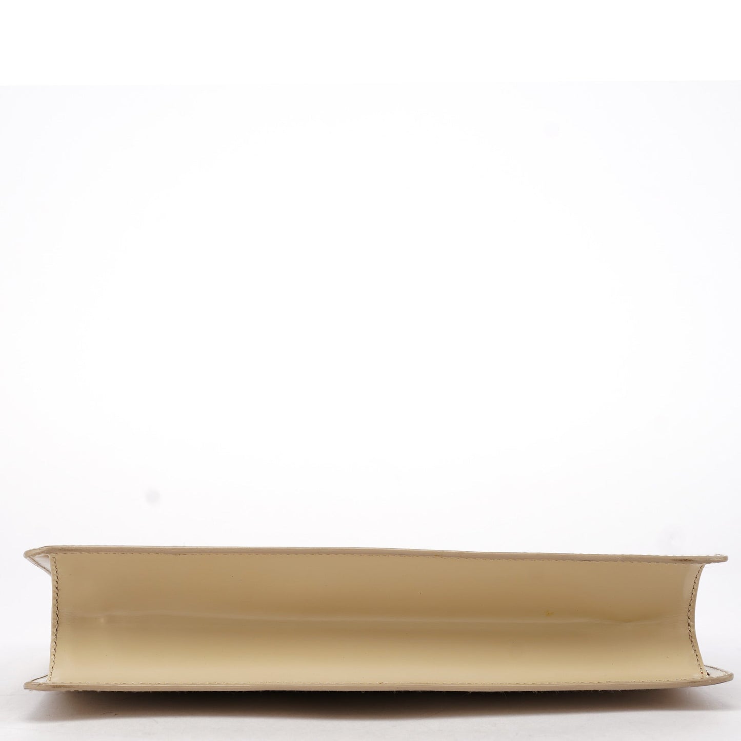 Beige Patent Leather Clutch Handbag