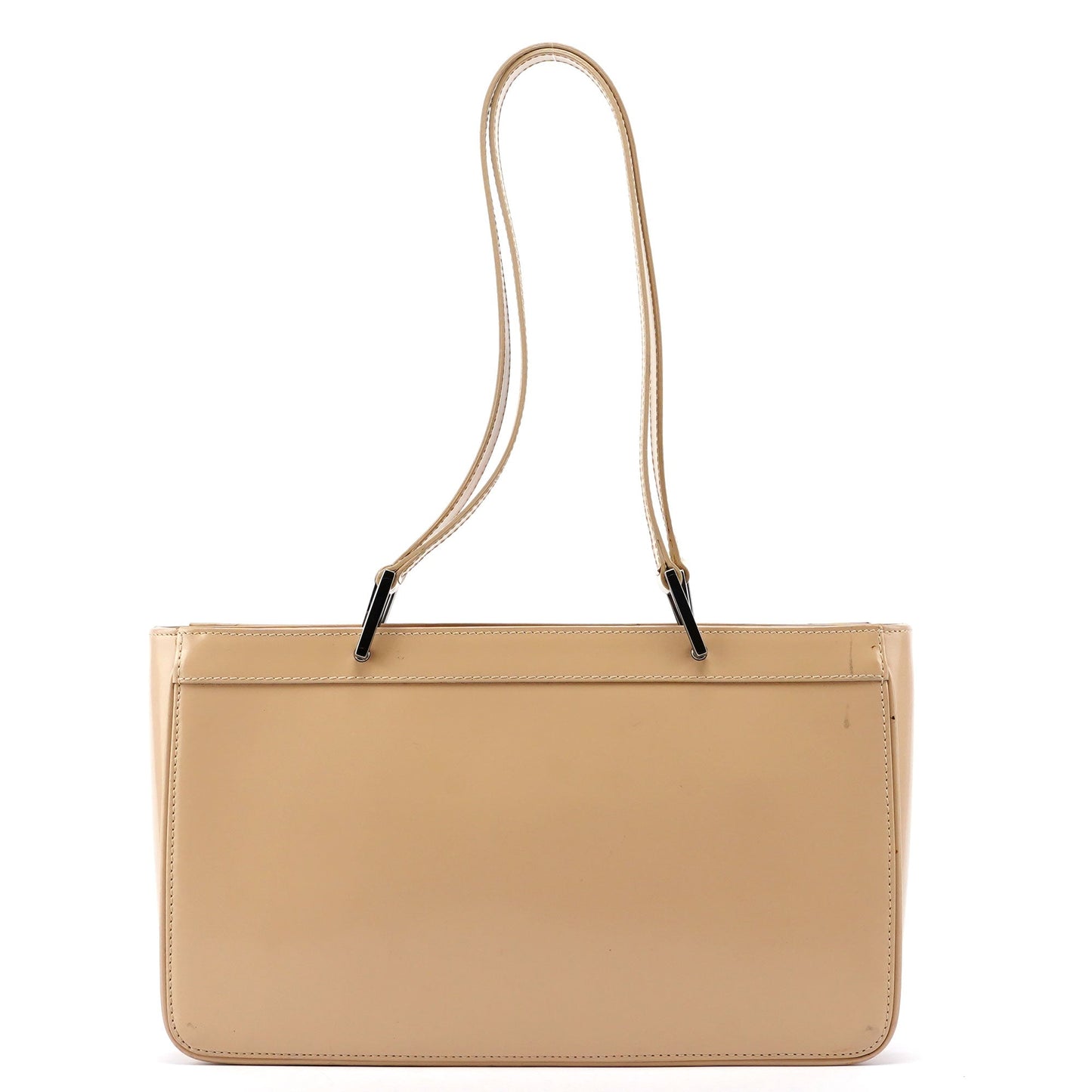Beige Patent Leather Jackie Tote
