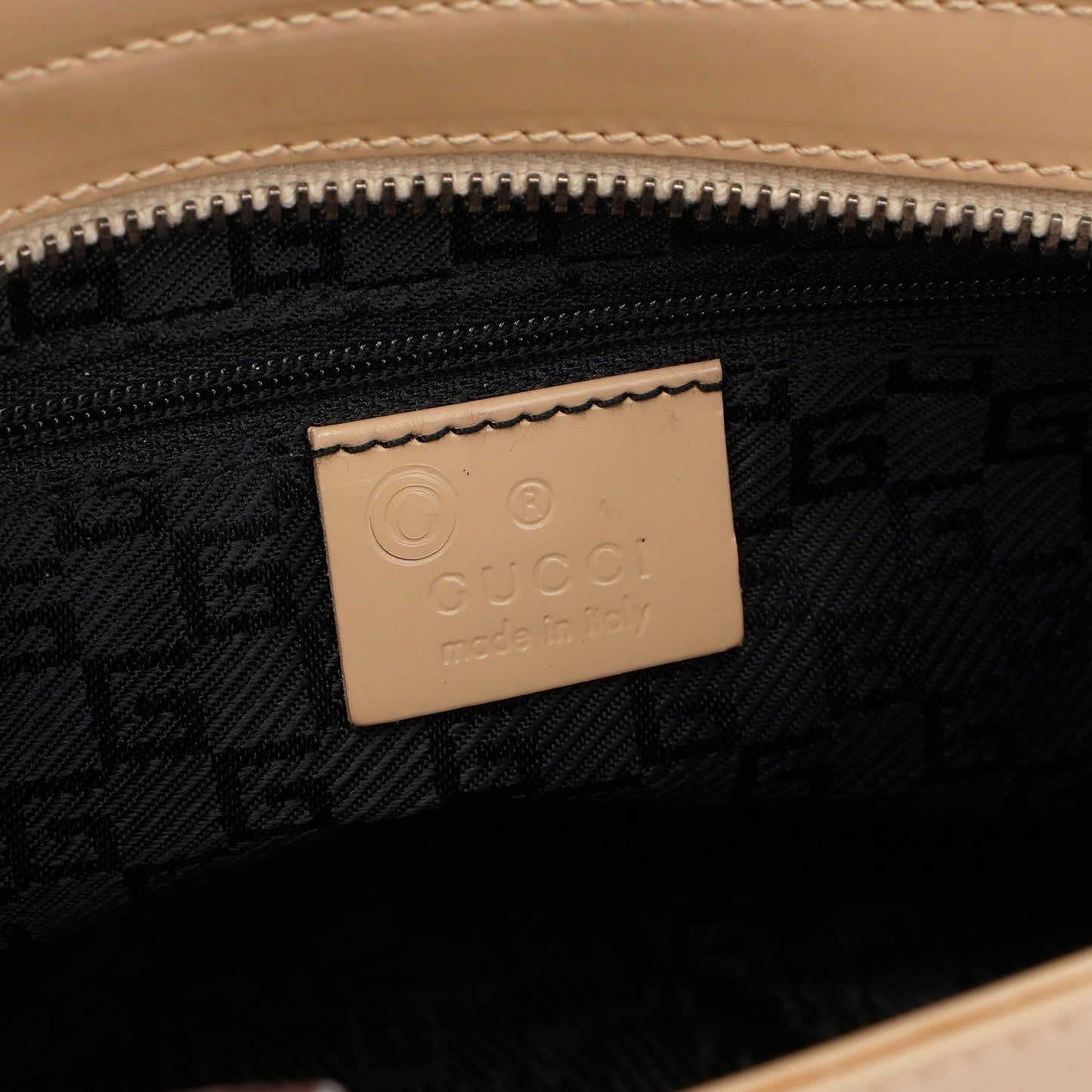 Beige Patent Leather Jackie Tote