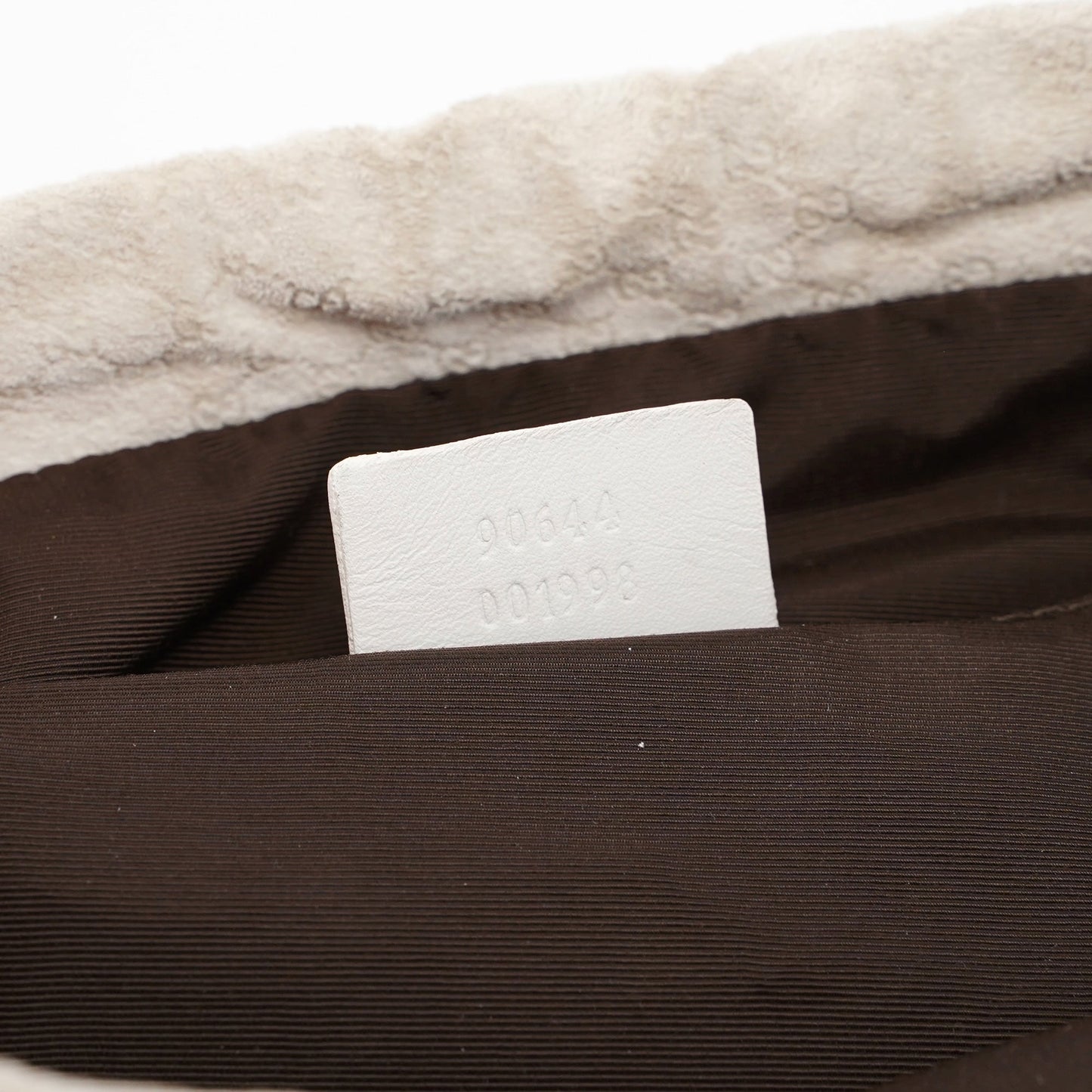 Beige Perforated Leather Drawstring Bag