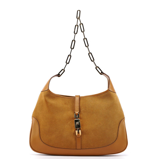 Beige Suede Jackie Chain Bag