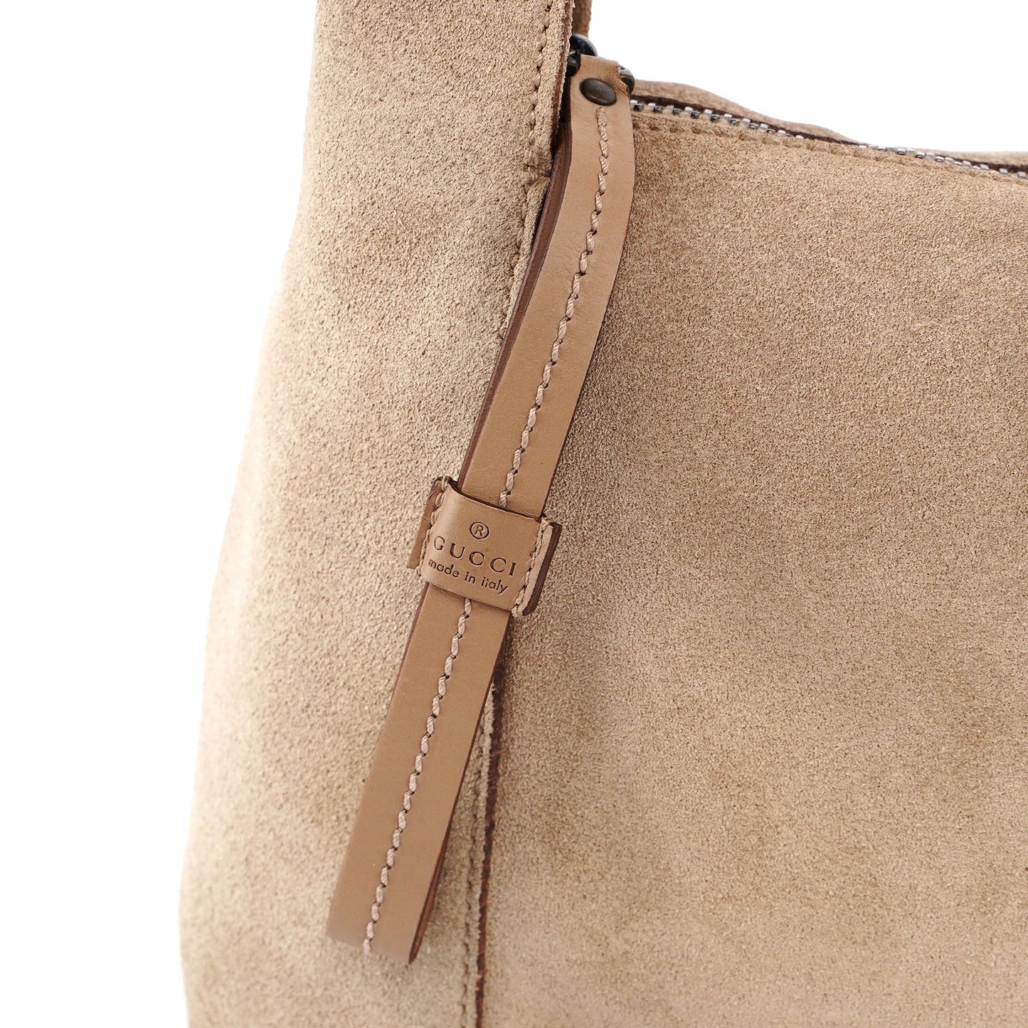 Beige Suede Shoulder Bag