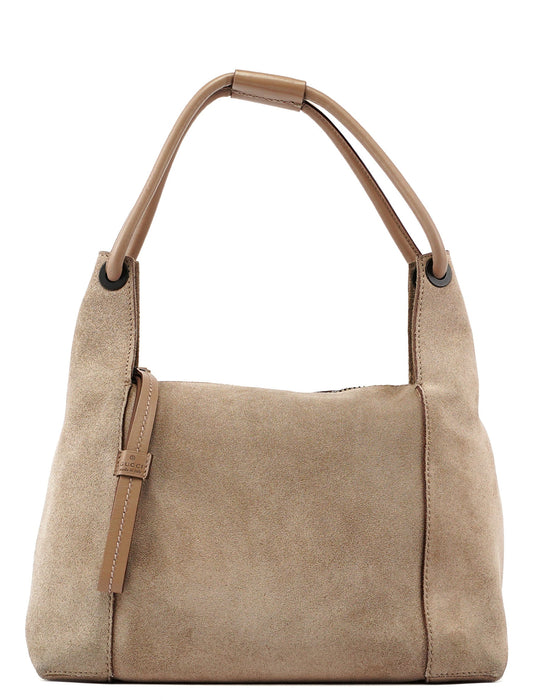 Beige Suede Shoulder Bag