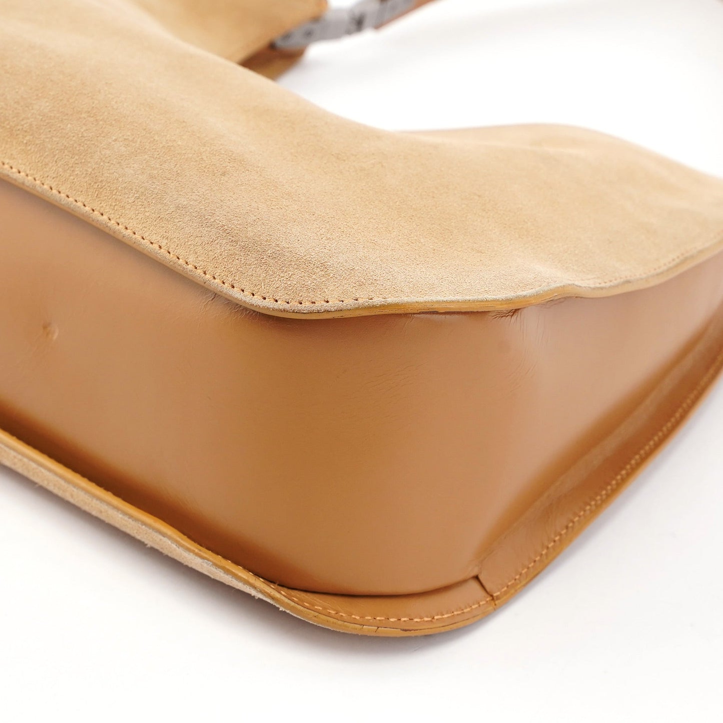 Beige Suede Shoulder Bag