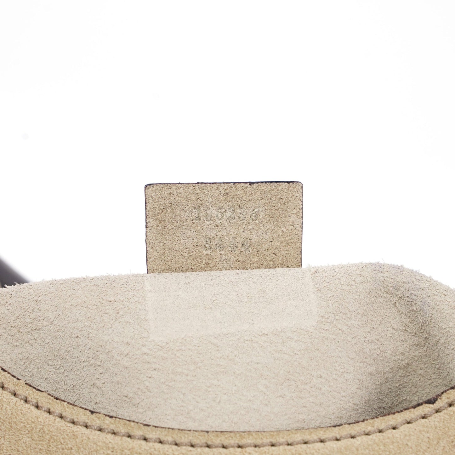 Beige Suede Wood Handle Shoulder Bag