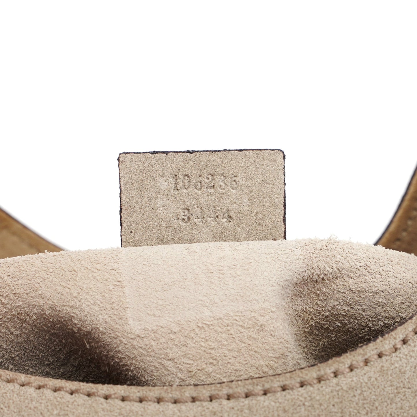 Beige Suede Wood Handle Shoulder Bag