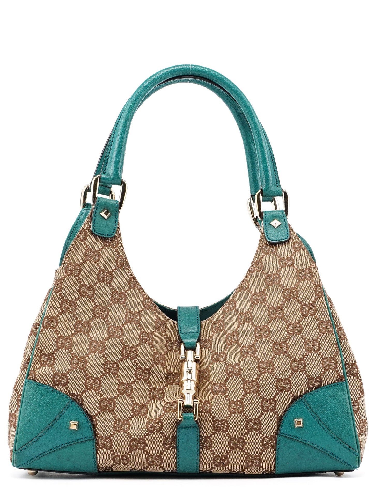 Beige Turquoise GG Jackie Shoulder Bag