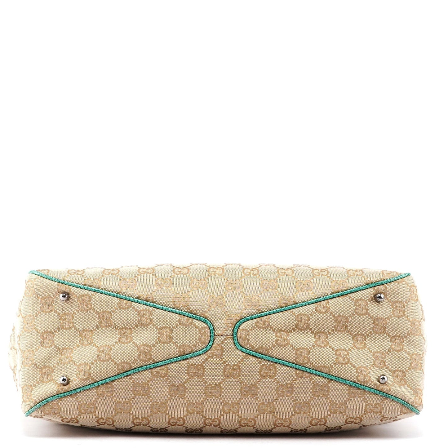 Beige Turquoise GG Tote Bag