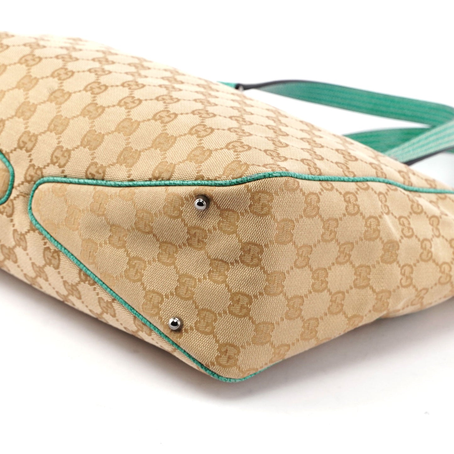 Beige Turquoise GG Tote Bag