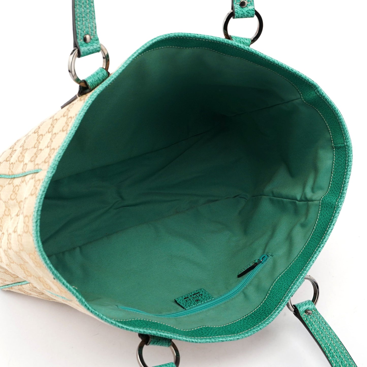 Beige Turquoise GG Tote Bag