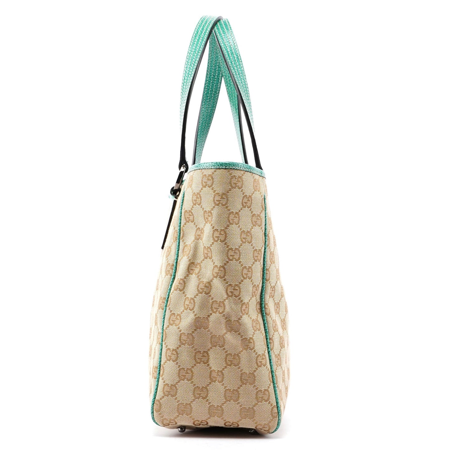 Beige Turquoise GG Tote Bag