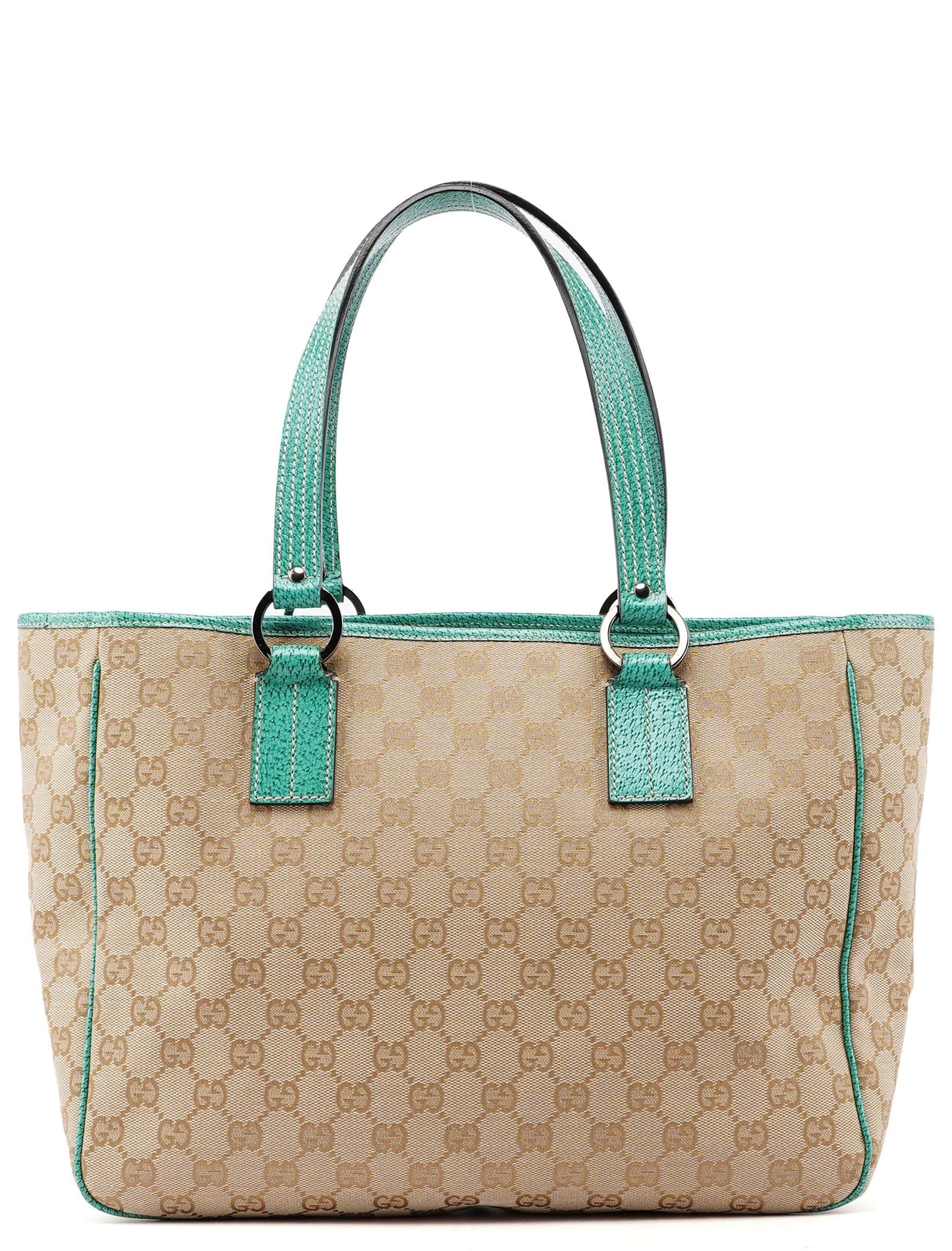 Beige Turquoise GG Tote Bag