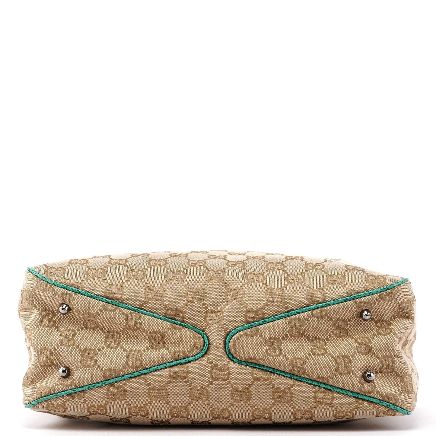 Beige Turquoise GG Tote Bag