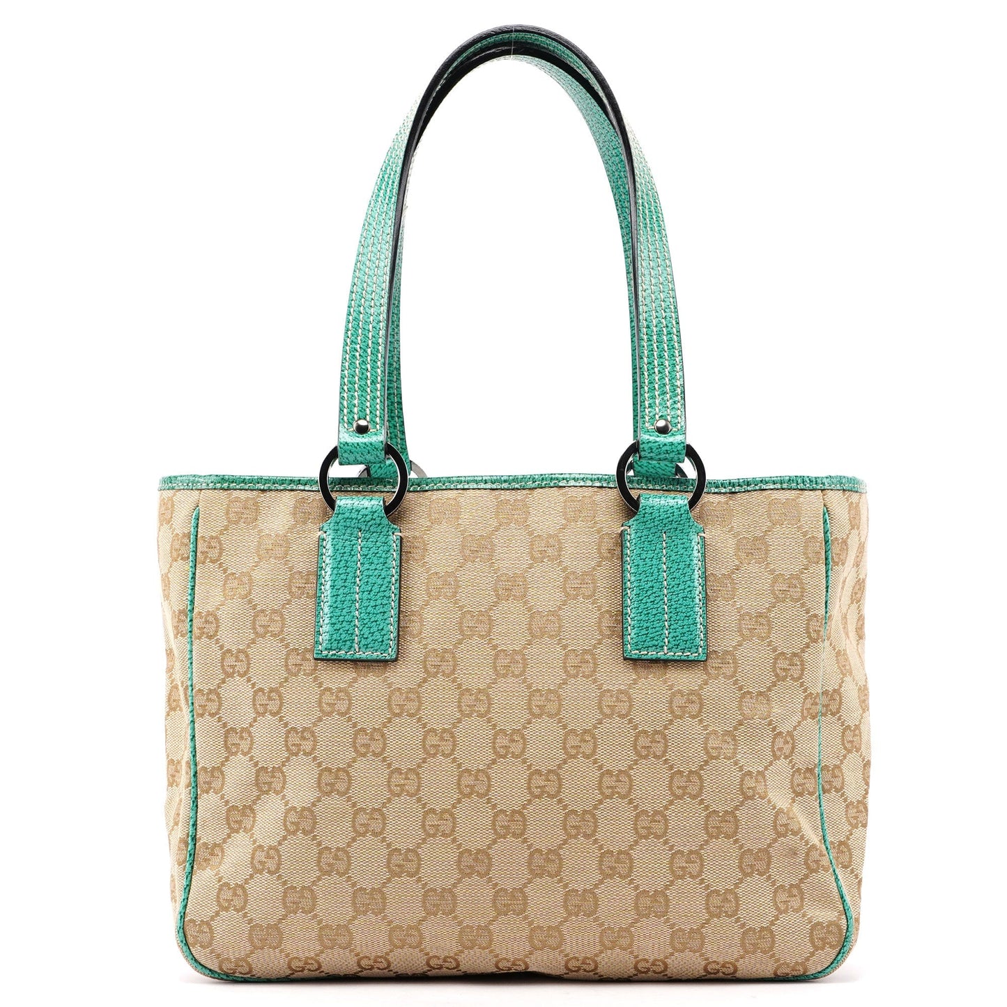 Beige Turquoise GG Tote Bag