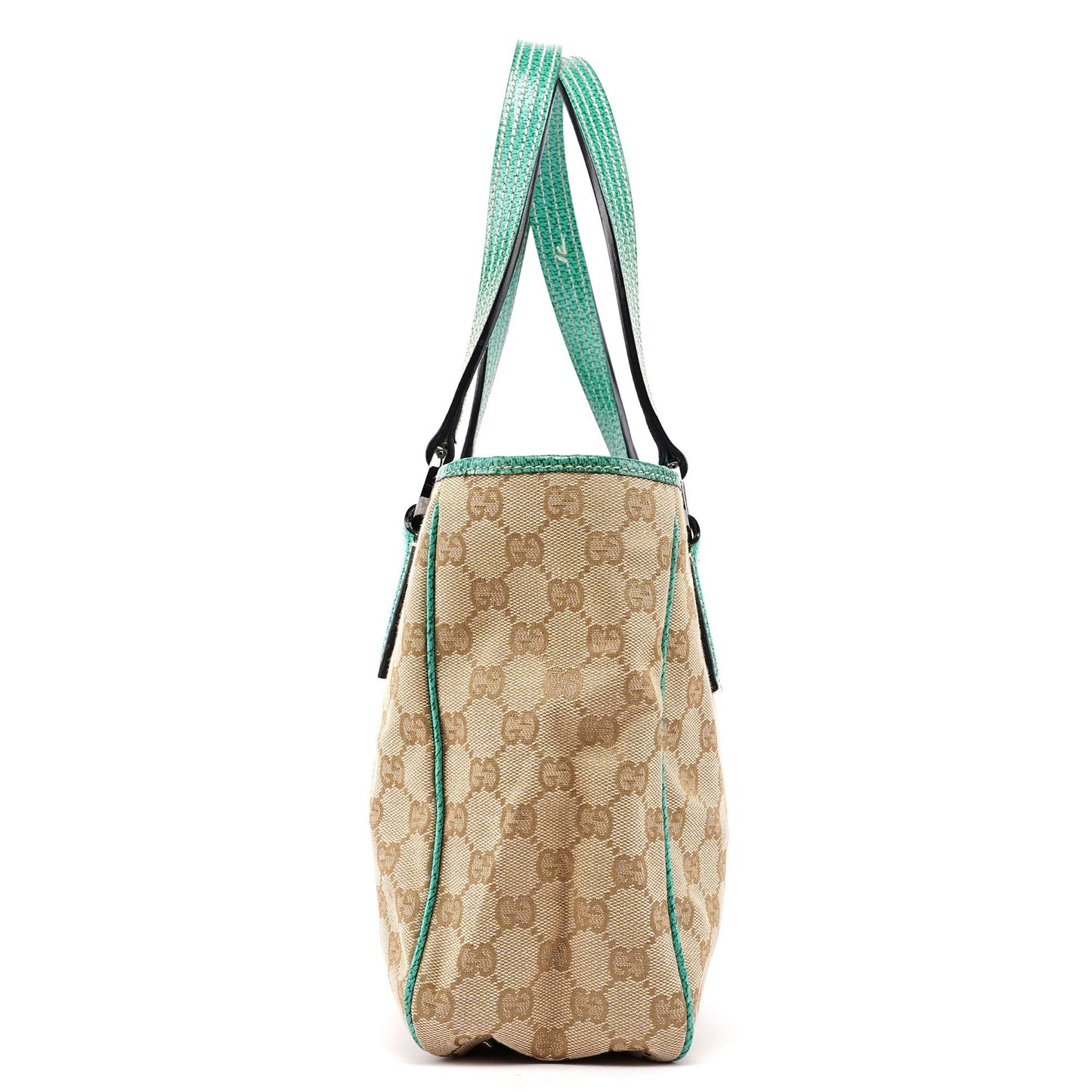 Beige Turquoise GG Tote Bag