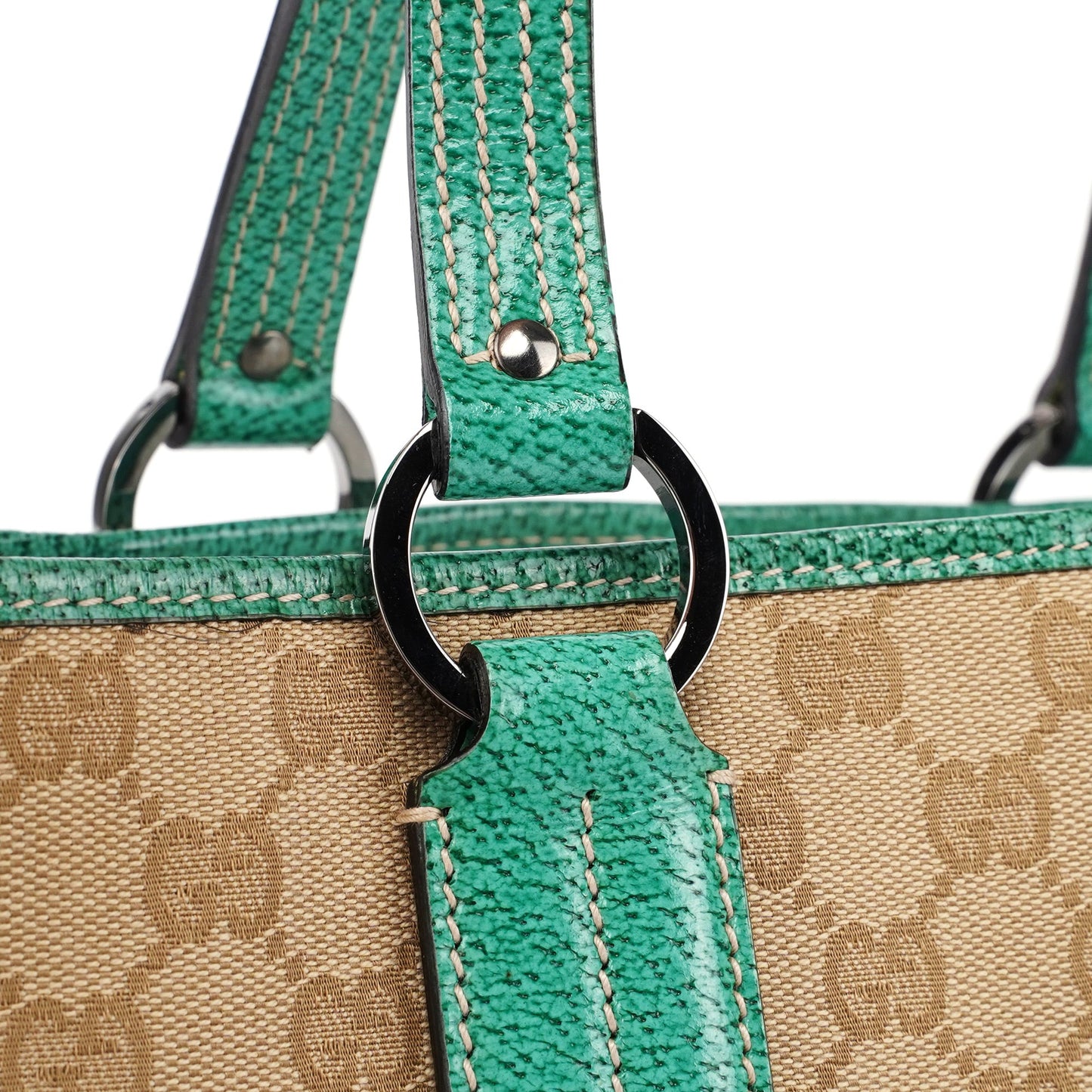 Beige Turquoise GG Tote Bag