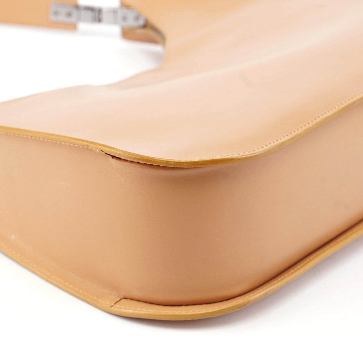 Beige Vitello Leather Shoulder Bag