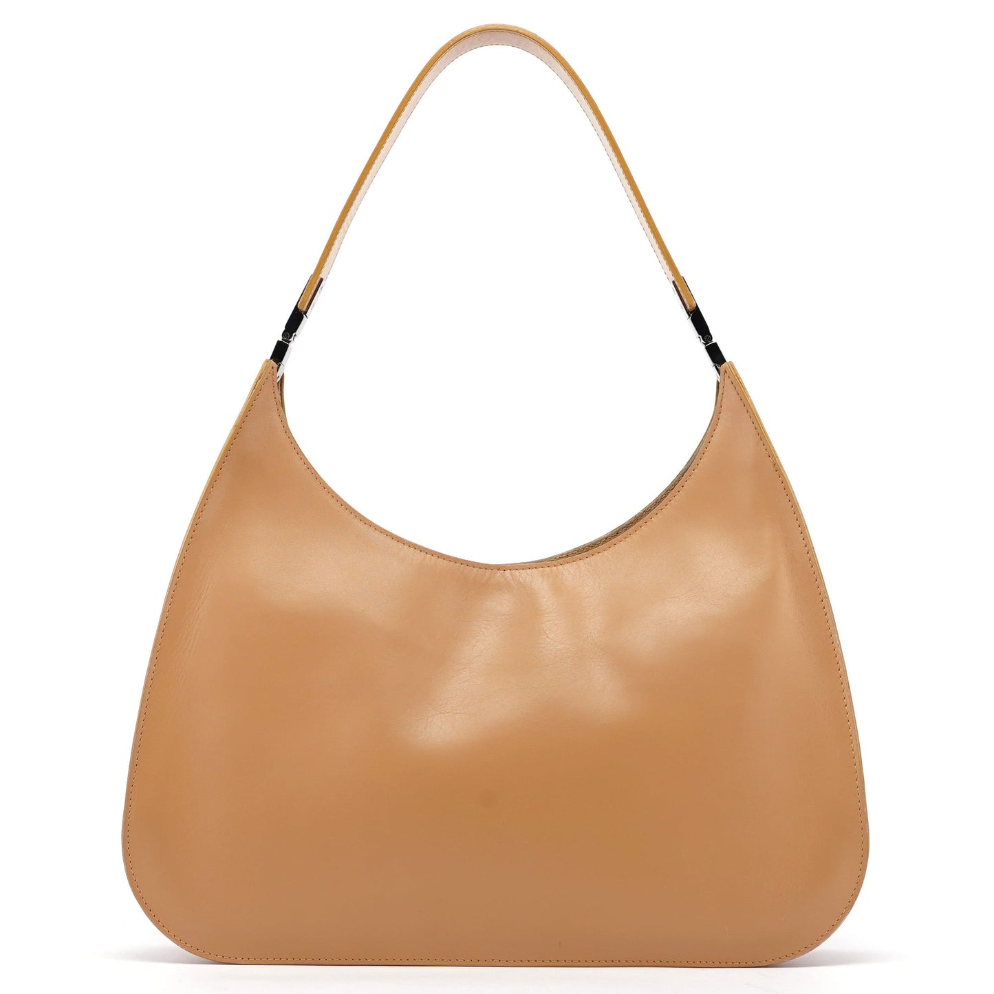 Beige Vitello Leather Shoulder Bag