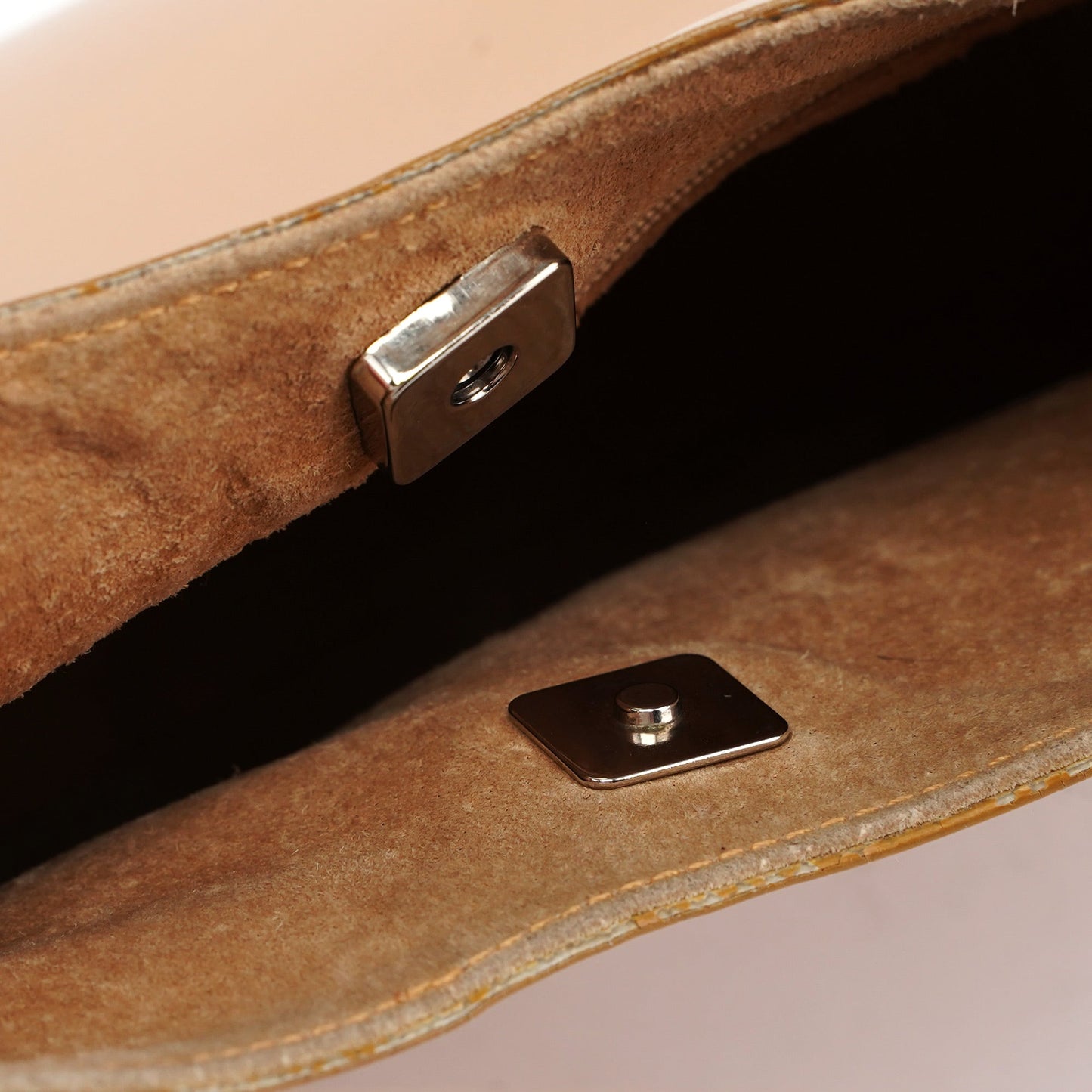 Beige Vitello Leather Shoulder Bag