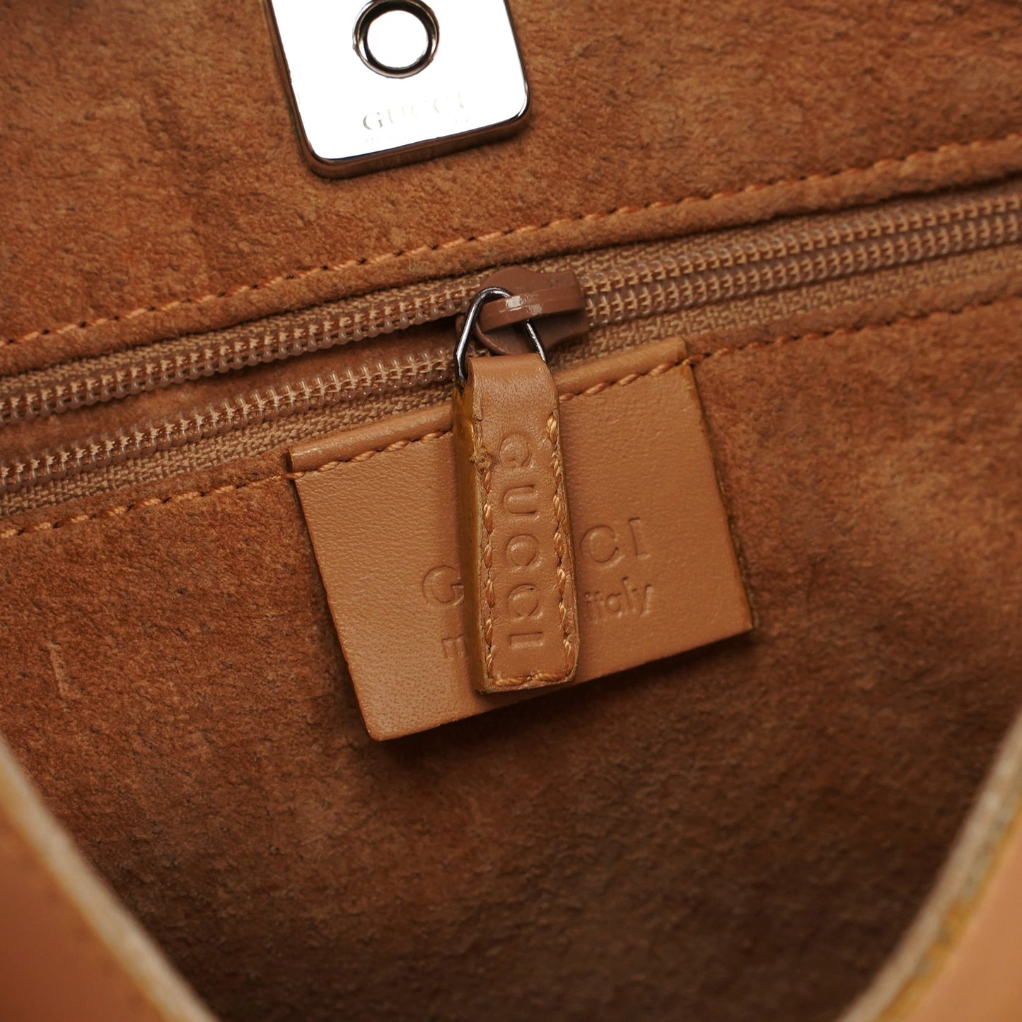 Beige Vitello Leather Shoulder Bag