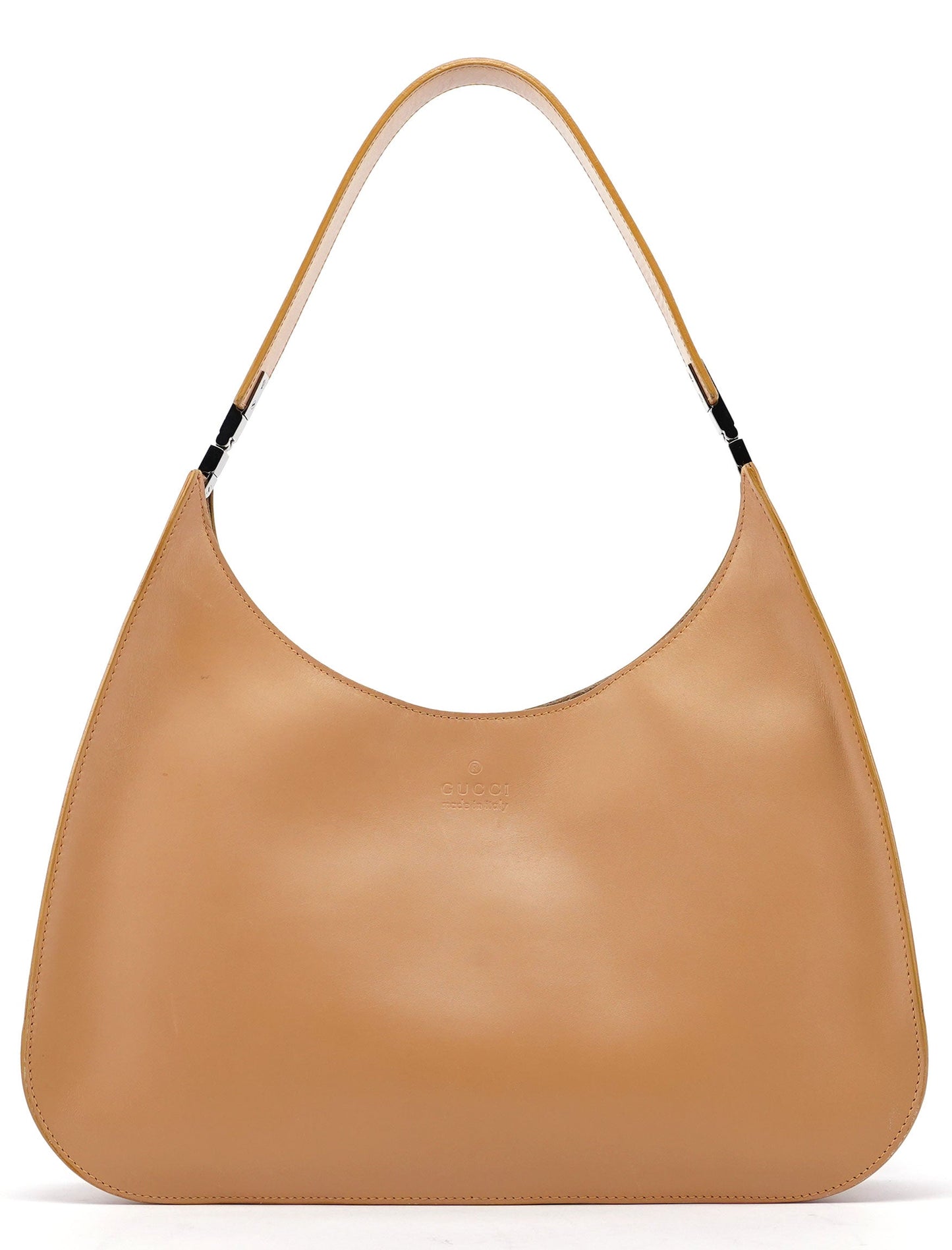 Beige Vitello Leather Shoulder Bag