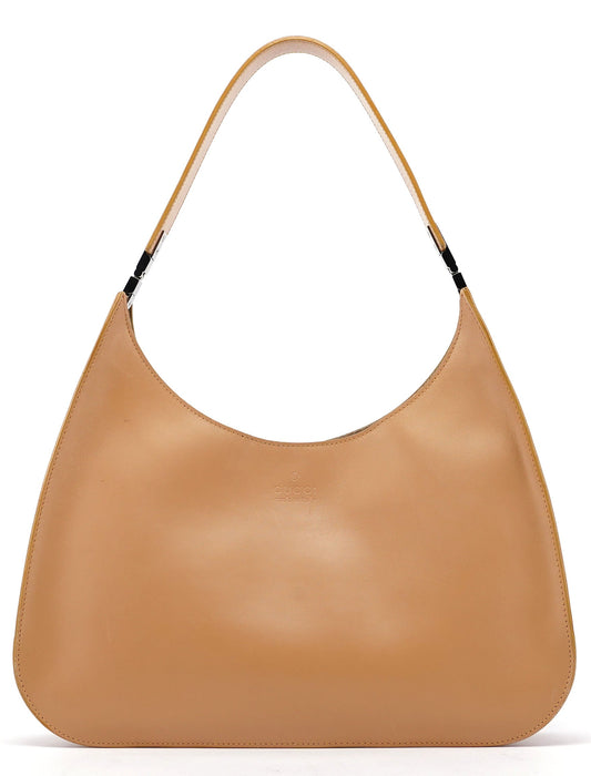 Beige Vitello Leather Shoulder Bag