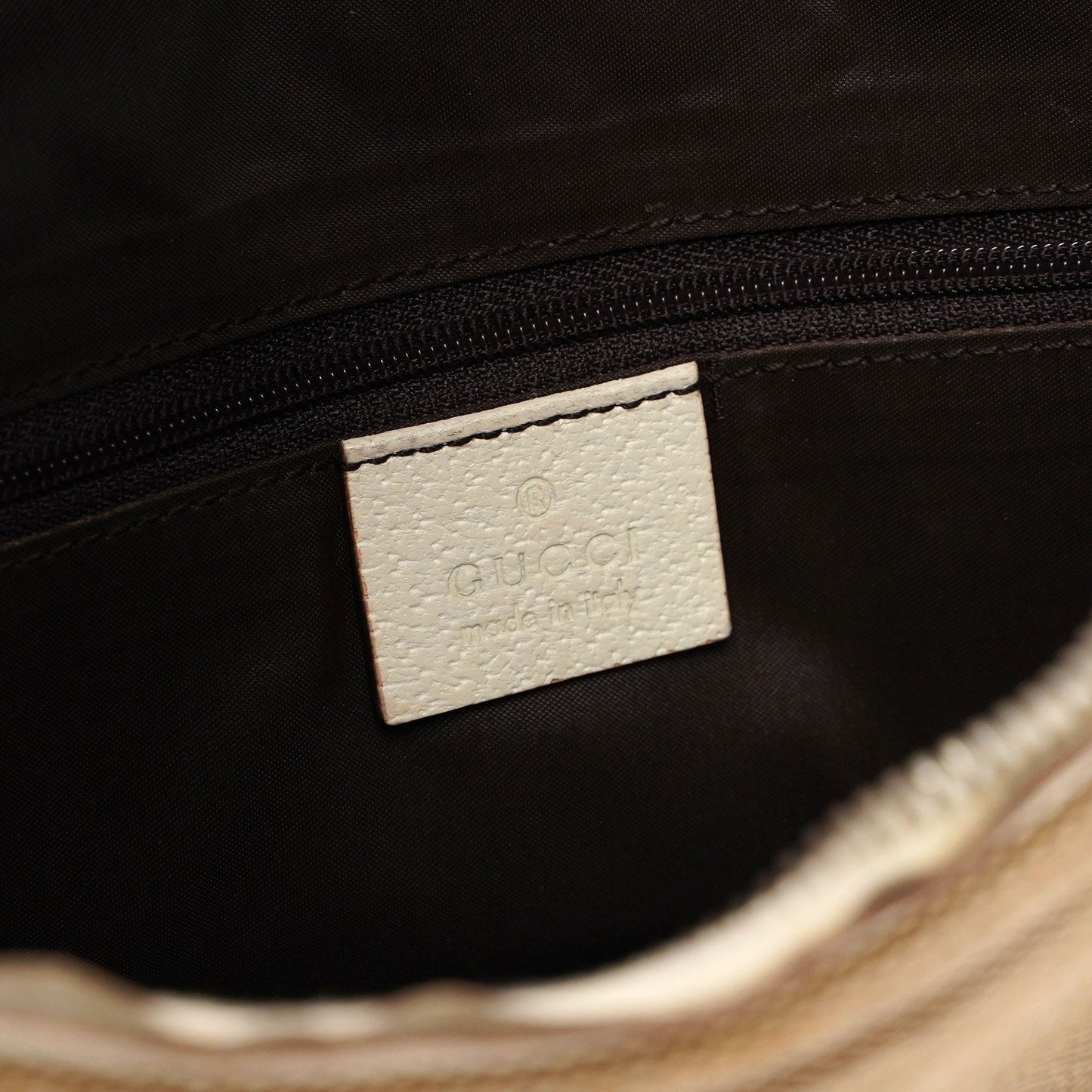 Beige White Canvas Shoulder Bag