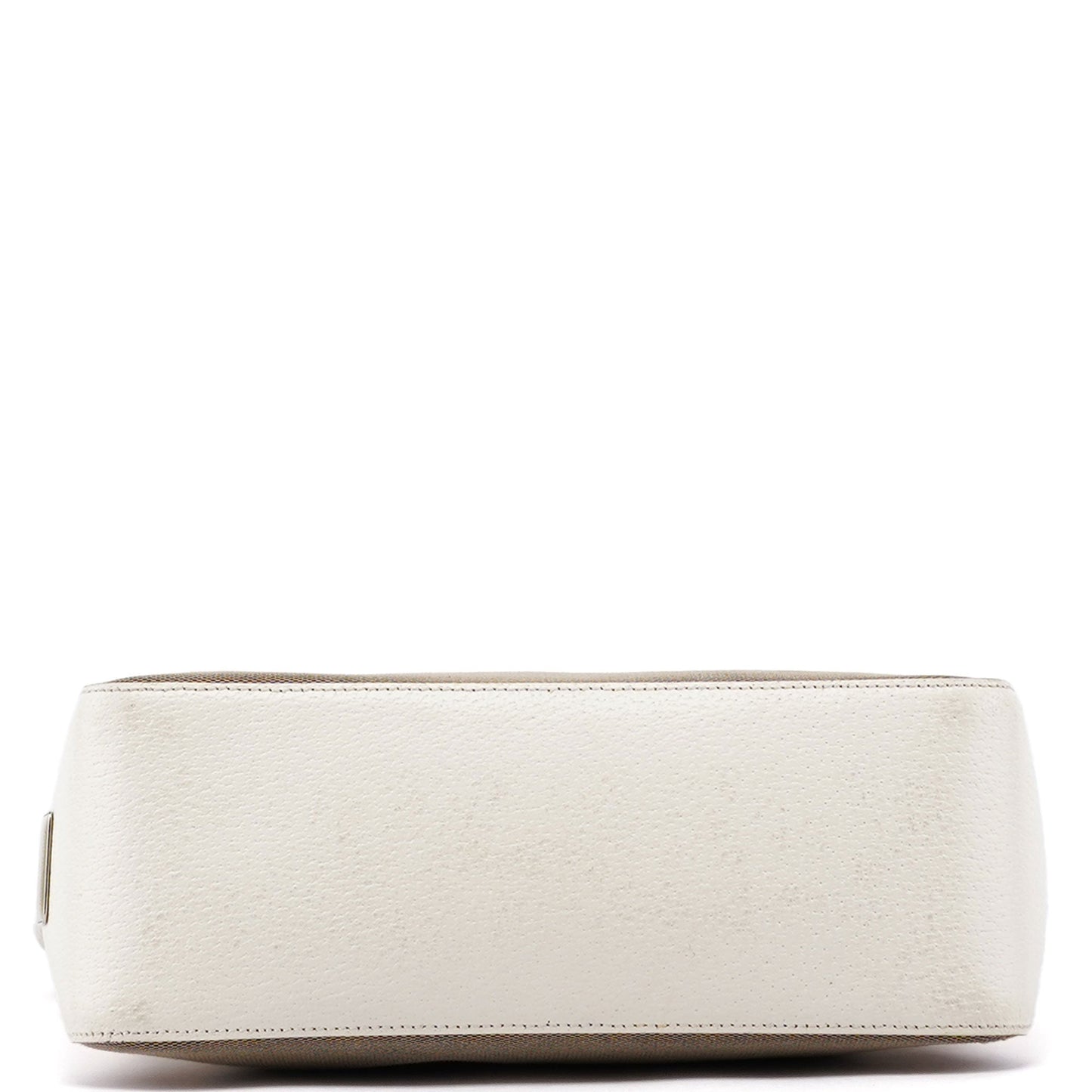 Beige White Canvas Shoulder Bag