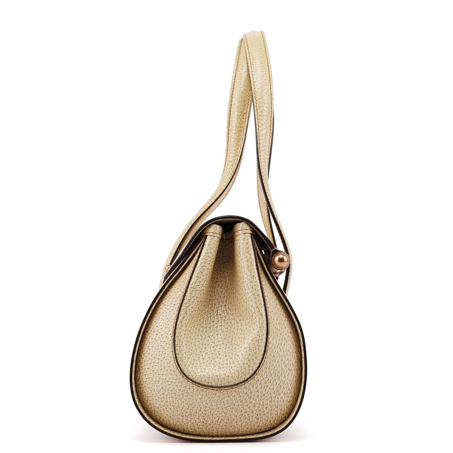 Beige White GG Bamboo Bag