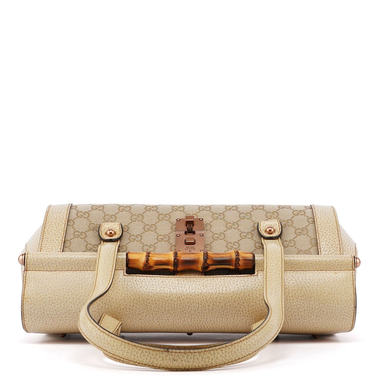 Beige White GG Bamboo Bag
