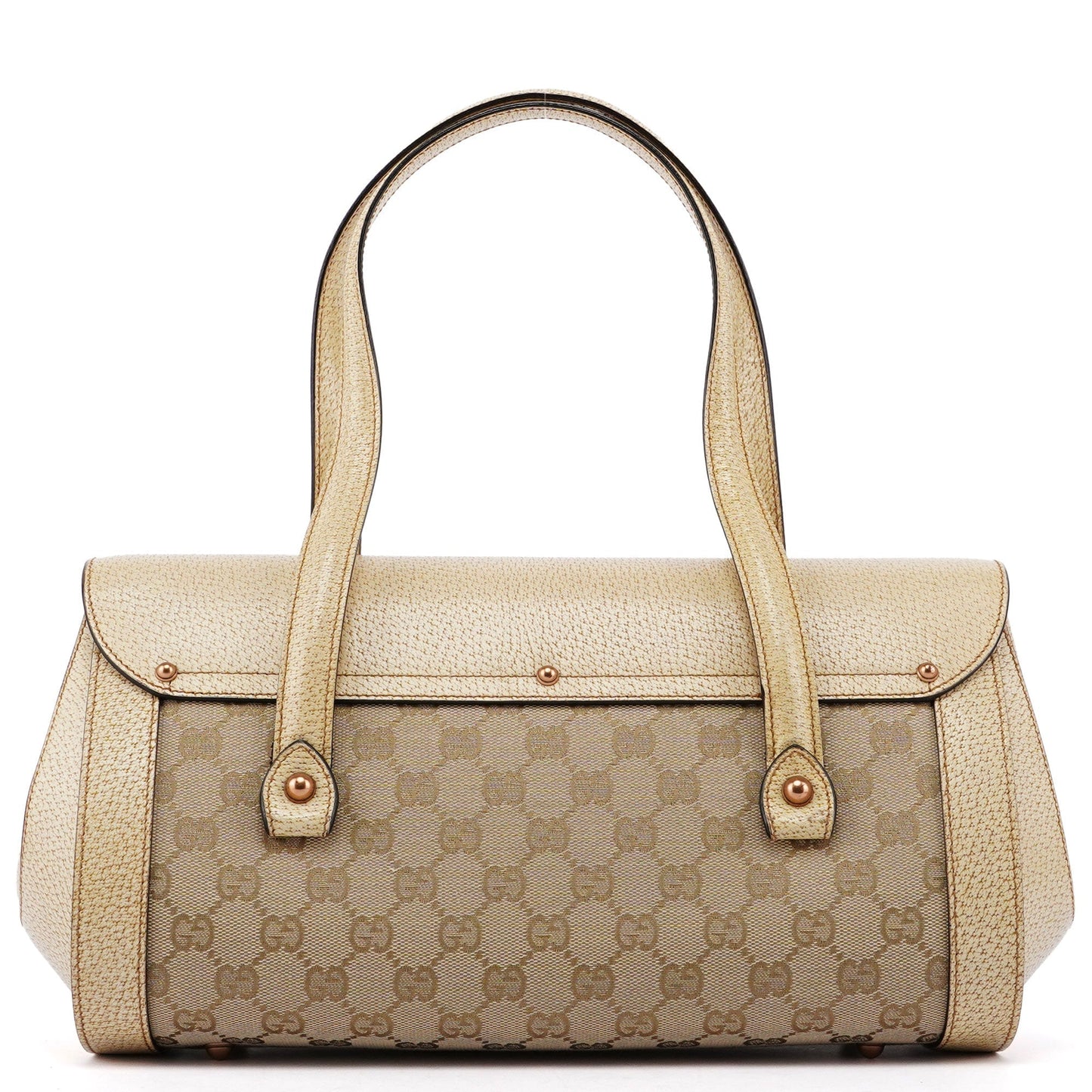 Beige White GG Bamboo Bag