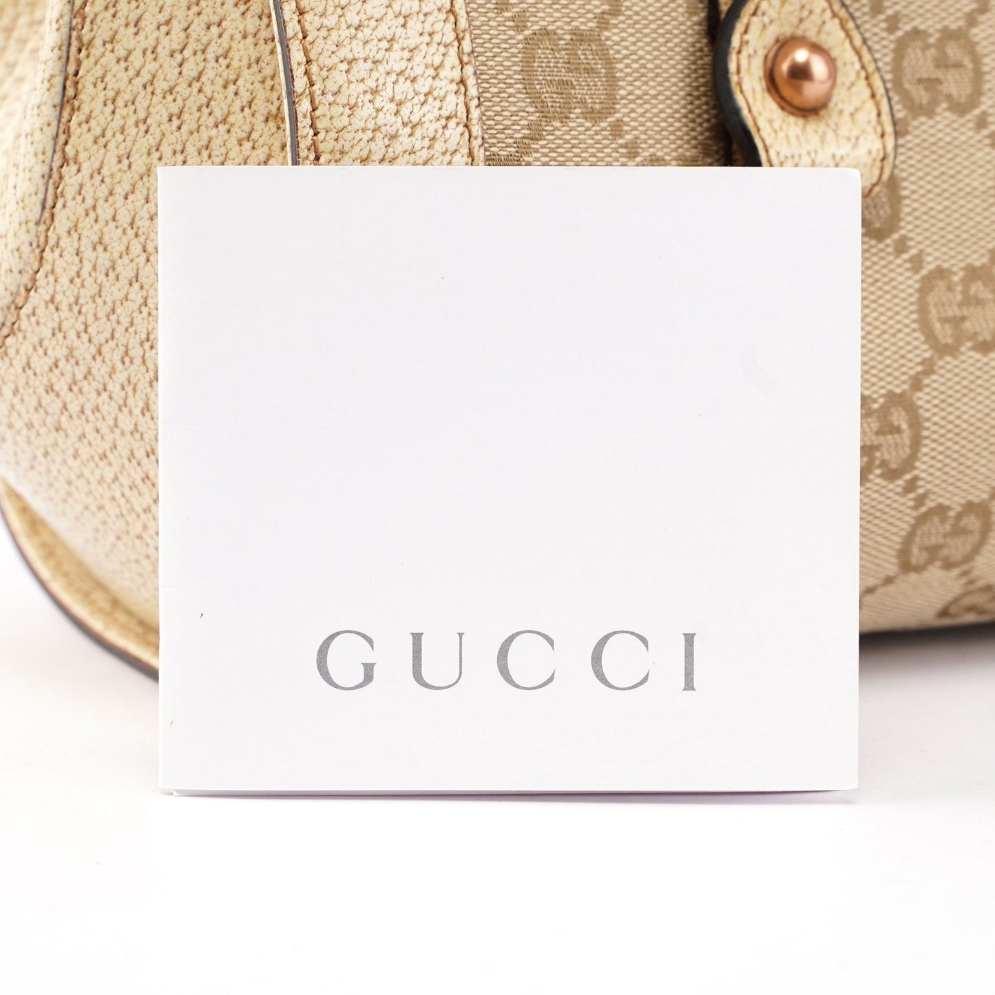 Beige White GG Bamboo Bag