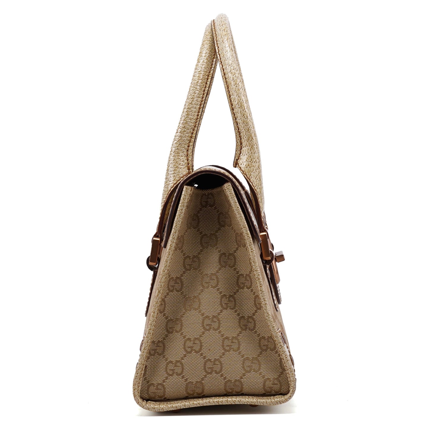 Beige White GG Turnlock Tote Bag