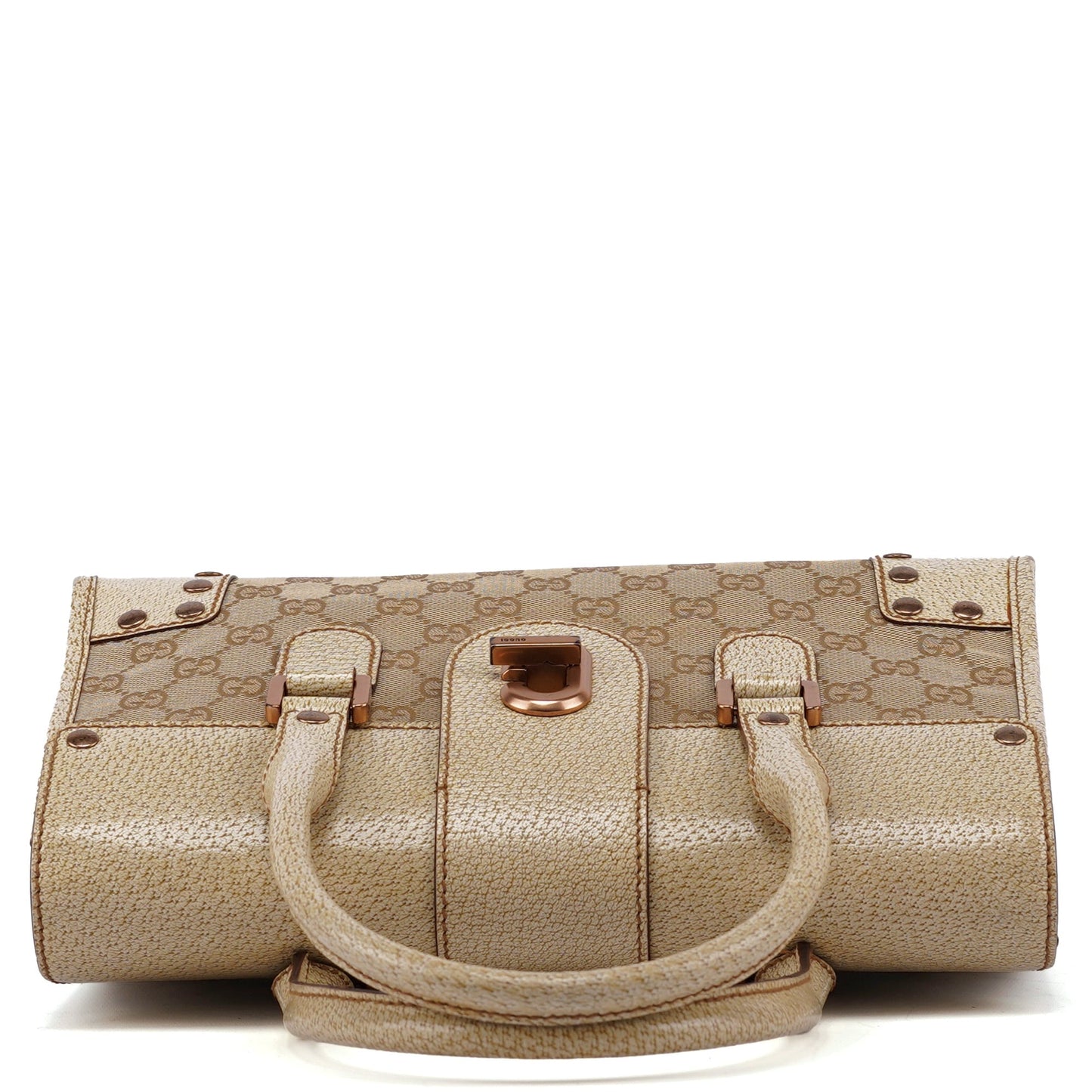 Beige White GG Turnlock Tote Bag